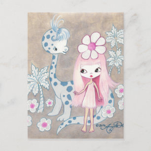 Carte Postale Dinosaure avec Cavegirl