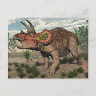 Carte Postale Dinosaure de Tricératops - rendu 3D