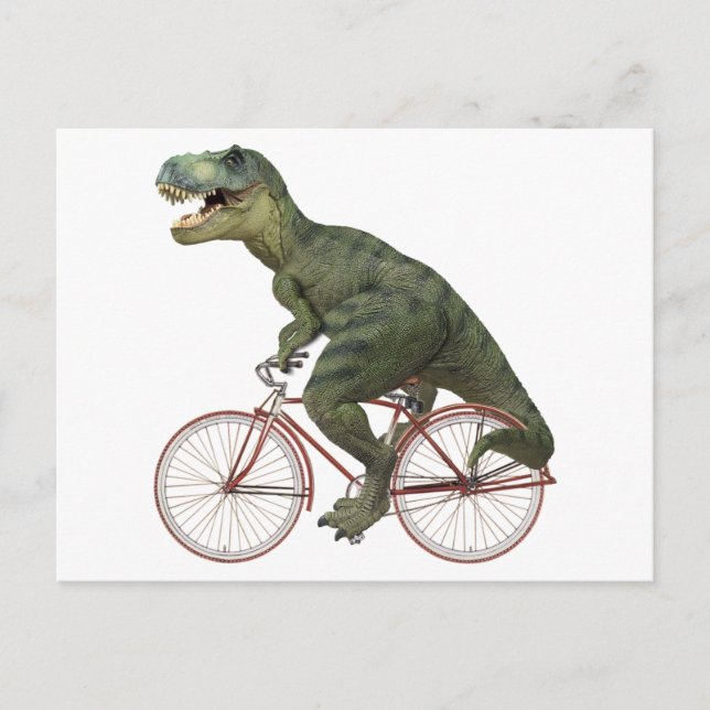 Carte Postale Dinosaure Dinosaur TRex vélo (Devant)