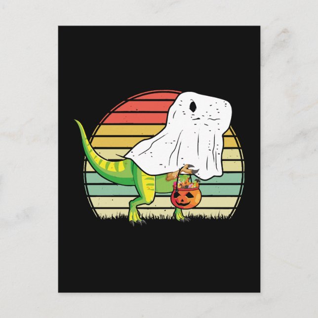 Carte Postale Dinosaure fantôme drôle Halloween (Devant)