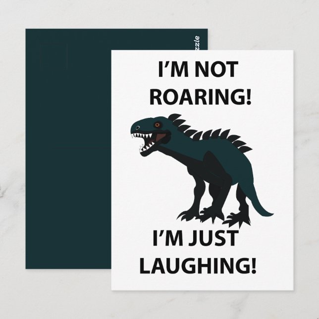 Carte Postale Dinosaure Je Ris Juste Drôle Dinosaure (Devant / Derrière)