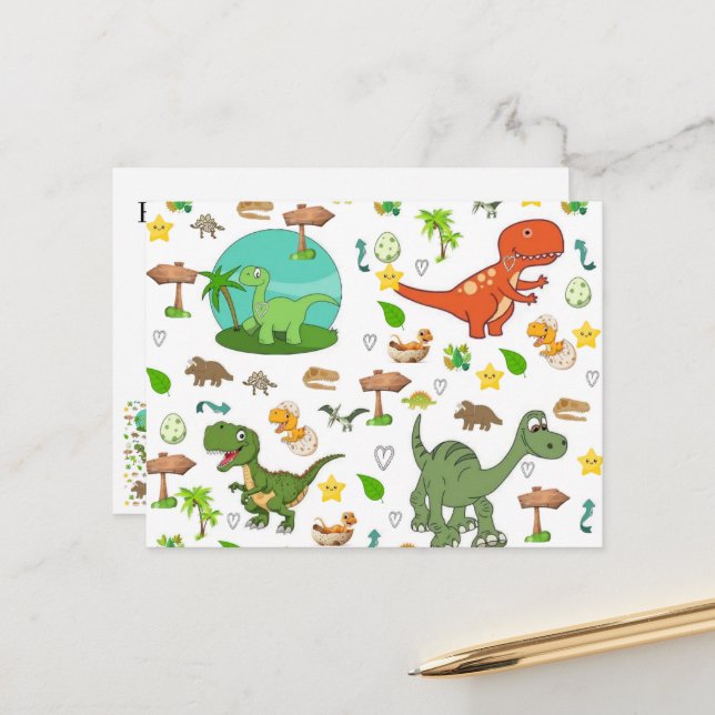 Carte postale Dinosaure Mignon (Devant/Arrière en situation)