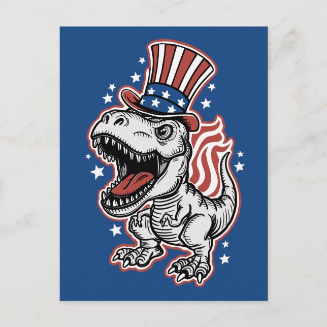 Carte Postale Dinosaure patriotique américain (Devant)