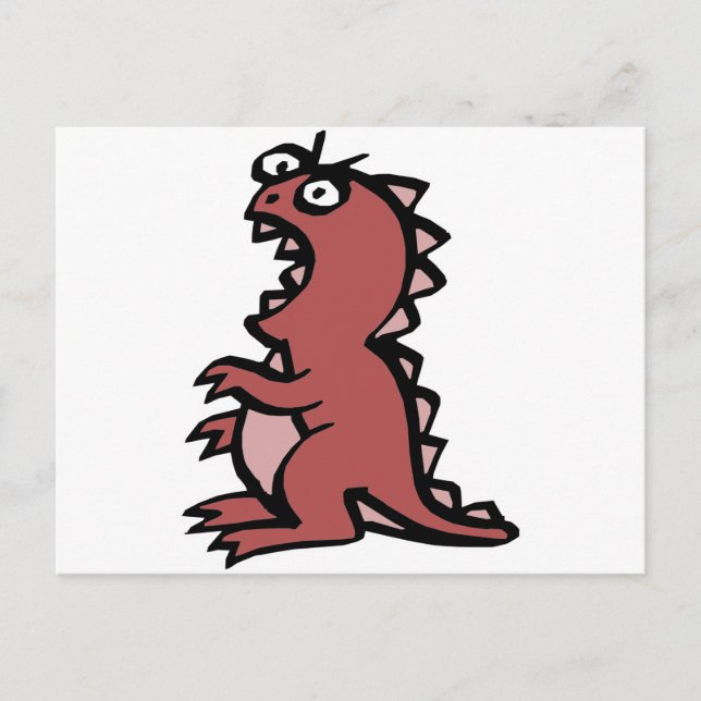 Carte Postale Dinosaure rouge mou et en colère (Devant)