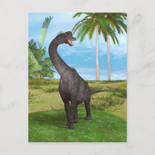 Carte Postale Dinosaure sauropode dans un paysage préhistorique