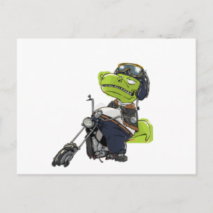 Carte Postale Dinosaure Tyrannosaurus Rex Motocyclette