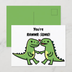 Carte Postale Dinosaure valentines