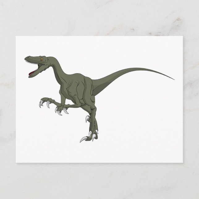 Carte Postale Dinosaure vert Velociraptor (Devant)