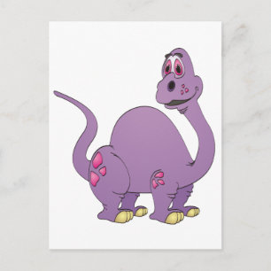 Carte Postale Dinosaure violet à long cou