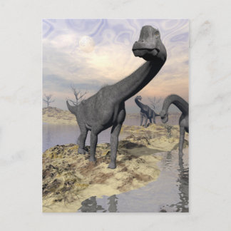 Carte Postale dinosaures de Brachiosaurus près de l'eau - rendu 