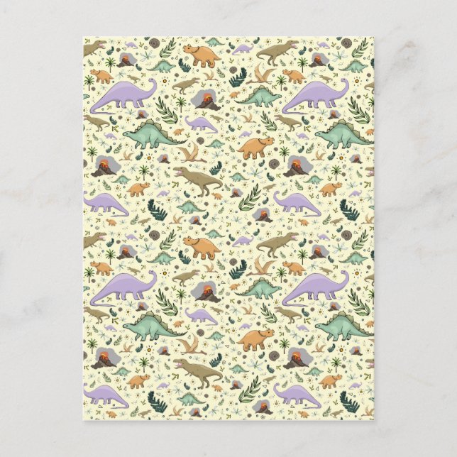 Carte Postale Dinosaures en Jaune (Devant)