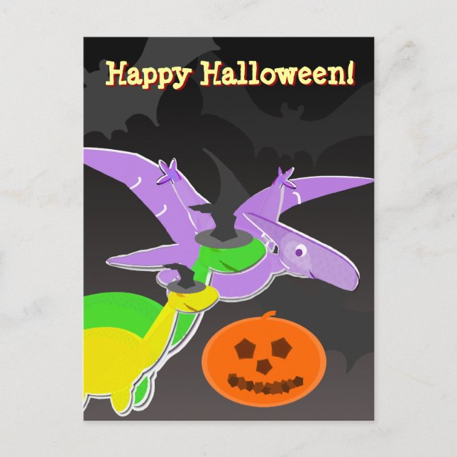 Carte postale Dinosaures Happy Halloween (Devant)