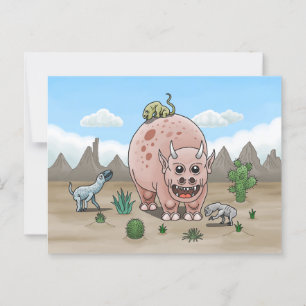 Carte Postale Dinosaures Imaginaires douillets dans le désert