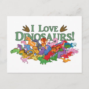 Carte Postale Dinosaures mignons et colorés
