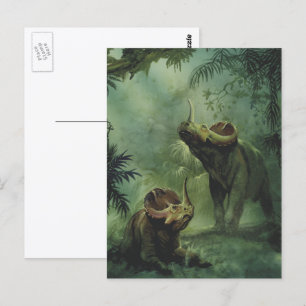 Carte Postale Dinosaures vintages, Centrosaurus dans la jungle