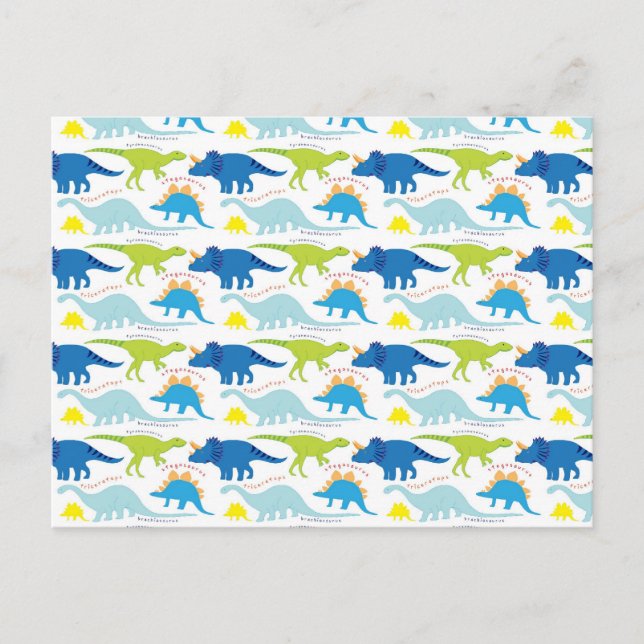 Carte Postale Dinosuar Designs Blue and Green Pattern Dino Toxit (Devant)