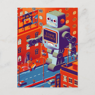 carte postale d'invasion de robot