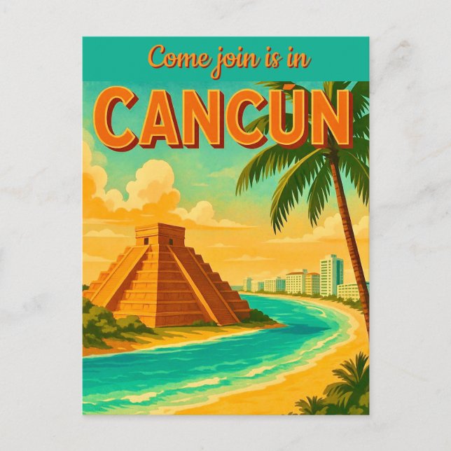 Carte postale d'invitation à Cancún au Mexique (Devant)