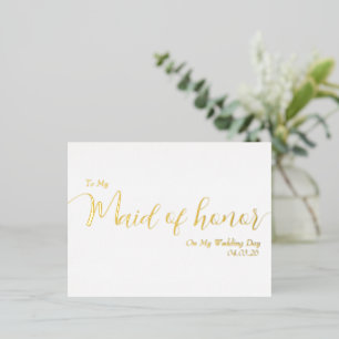 Carte Postale D'invitation À Feuilles D'aluminium À ma demoiselle d'honneur le jour de mon mariage É