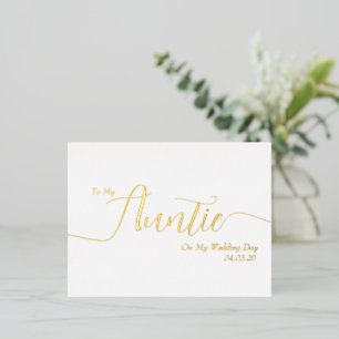 Carte Postale D'invitation À Feuilles D'aluminium À ma tante le jour de mon mariage Élégant manuscri