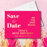 Carte Postale D'invitation À Feuilles D'aluminium Anniversaire En Or Rose Enregistrer La Date<br><div class="desc">Une feuille d'or moderne simple Enregistrer la date invitation carte postale Modifier facilement l'information pour votre propre. Rose et or modernes.</div>