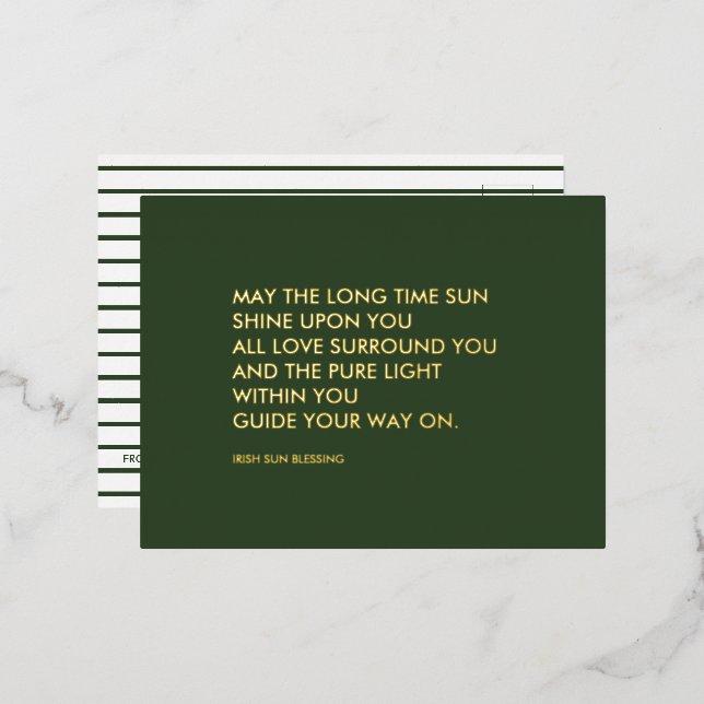 Carte Postale D'invitation À Feuilles D'aluminium Bénédiction irlandaise (Recto/Verso)