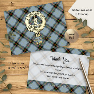 Carte Postale D'invitation À Feuilles D'aluminium Blason de Clan Bell sur tartan