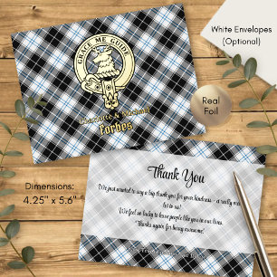 Carte Postale D'invitation À Feuilles D'aluminium Blason de Clan Forbes sur tartan de robe