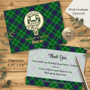 Carte Postale D'invitation À Feuilles D'aluminium Blason du clan Duncan sur tartan