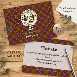 Carte Postale D'invitation À Feuilles D'aluminium Blason du clan Forrester sur tartan