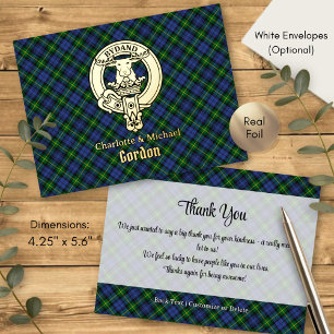 Carte Postale D'invitation À Feuilles D'aluminium Blason du clan Gordon sur tartan