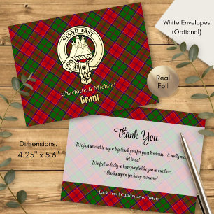 Carte Postale D'invitation À Feuilles D'aluminium Blason du clan Grant sur tartan
