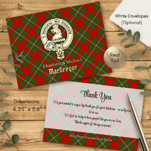 Carte Postale D'invitation À Feuilles D'aluminium Blason du Clan Gregor sur tartan
