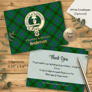 Carte Postale D'invitation À Feuilles D'aluminium Blason du clan Henderson sur tartan