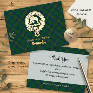 Carte Postale D'invitation À Feuilles D'aluminium Blason du clan Kennedy sur tartan
