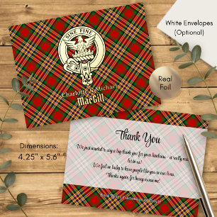 Carte Postale D'invitation À Feuilles D'aluminium Blason du clan MacGill sur tartan