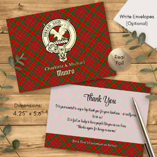 Carte Postale D'invitation À Feuilles D'aluminium Blason du Clan Munro sur Tartan