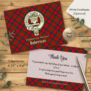 Carte Postale D'invitation À Feuilles D'aluminium Blason du clan Robertson sur tartan