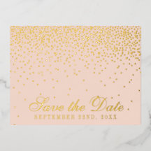 Blush Pink & Glam Confetti Enregistrer la date Rée
