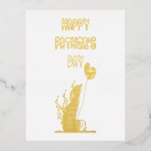 Carte Postale D'invitation À Feuilles D'aluminium Bonne fête des pères, papa renard, cadeau pour pap