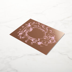 Carte Postale D'invitation À Feuilles D'aluminium Cadre Couronne or vintage
