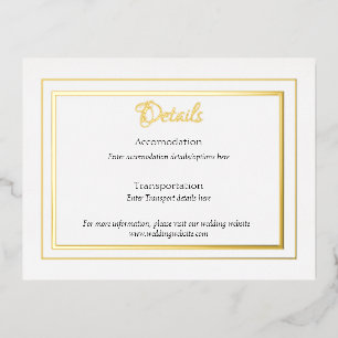 Carte Postale D'invitation À Feuilles D'aluminium Carte de boîtier de détails de mariage à profil of
