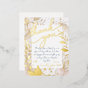 Carte Postale D'invitation À Feuilles D'aluminium Carte de remerciement minimaliste à l'aquarelle av