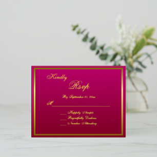 Carte Postale D'invitation À Feuilles D'aluminium Carte de réponse de mariage élégante à l'encre dor
