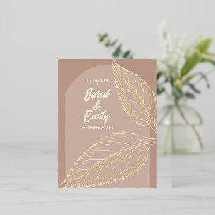 Carte Postale D'invitation À Feuilles D'aluminium Carte postale Soft Mocha Feuilles Foil
