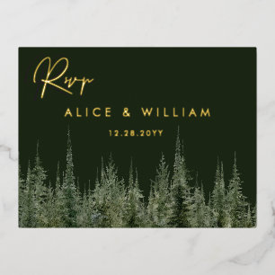 Carte Postale D'invitation À Feuilles D'aluminium Carton de réponse RSVP mariage rustique forêt de p