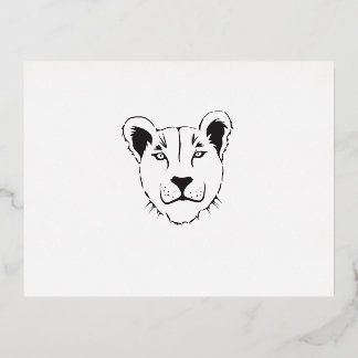 Carte Postale D'invitation À Feuilles D'aluminium Carton d'invitation de la Lionne de Barbarie