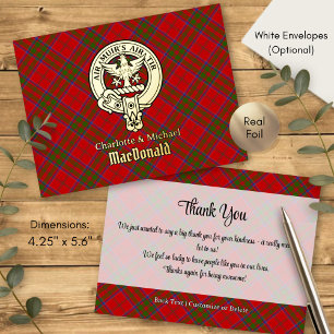 Carte Postale D'invitation À Feuilles D'aluminium Cimier du clan MacDonald de Keppoch sur tartan