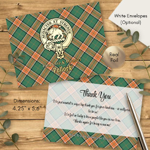 Carte Postale D'invitation À Feuilles D'aluminium Cimier du clan Pollock sur tartan