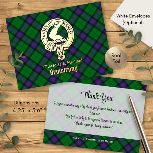 Carte Postale D'invitation À Feuilles D'aluminium Clan Armstrong Crête sur Tartan